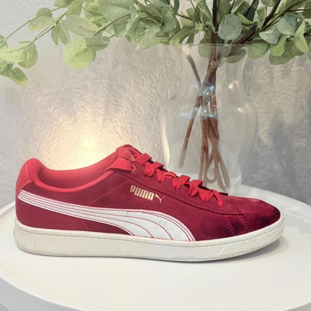 Puma Smash V2 Trainer 3.0 Sneaker Dark Crimson Womens 8 Very Good